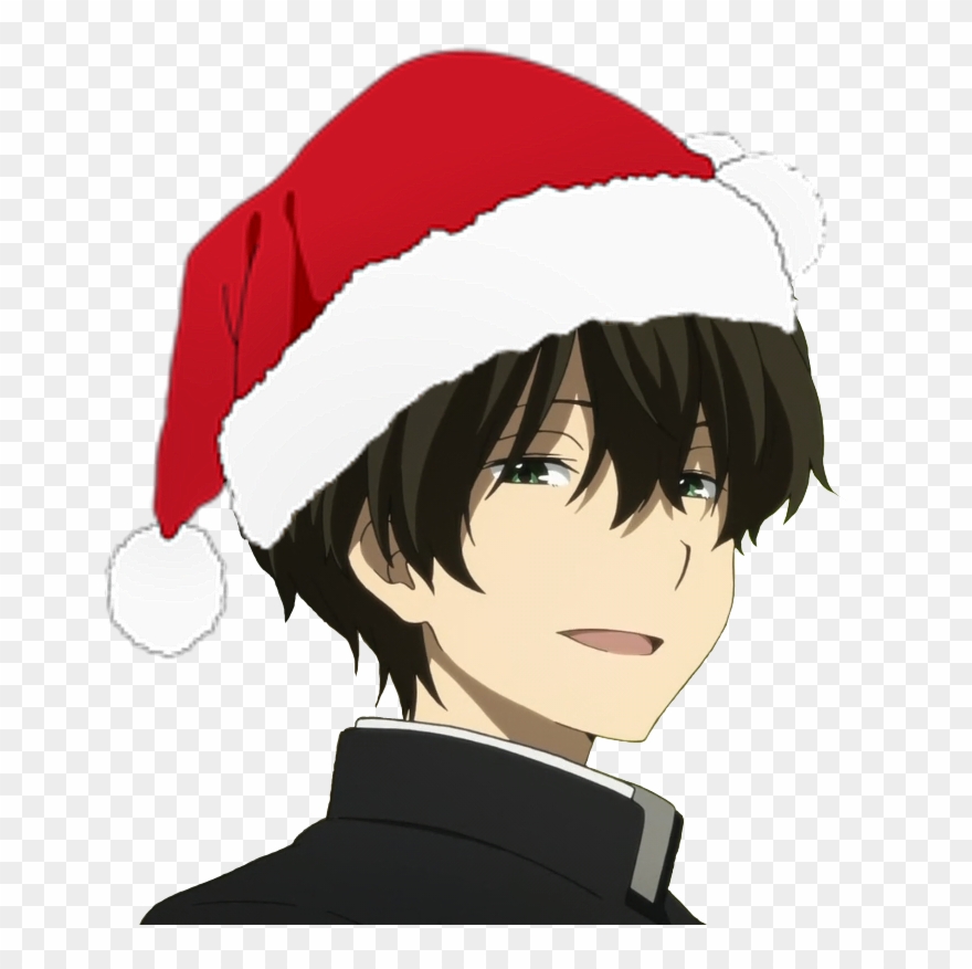 Anime clipart anime guy. Santa hat christmas png