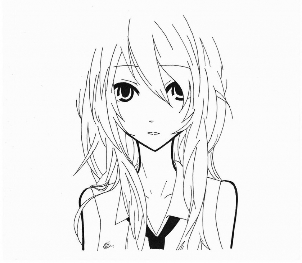 anime clipart black and white