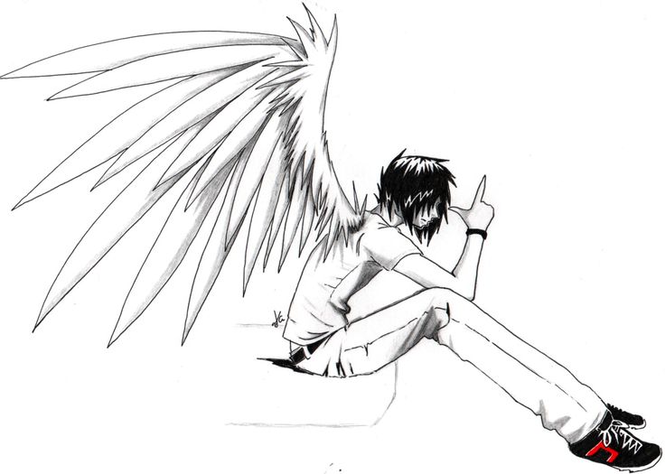 Anime clipart fallen angel.  best angels images