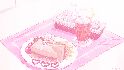 Anime clipart pastel. Pink cute animefood gif