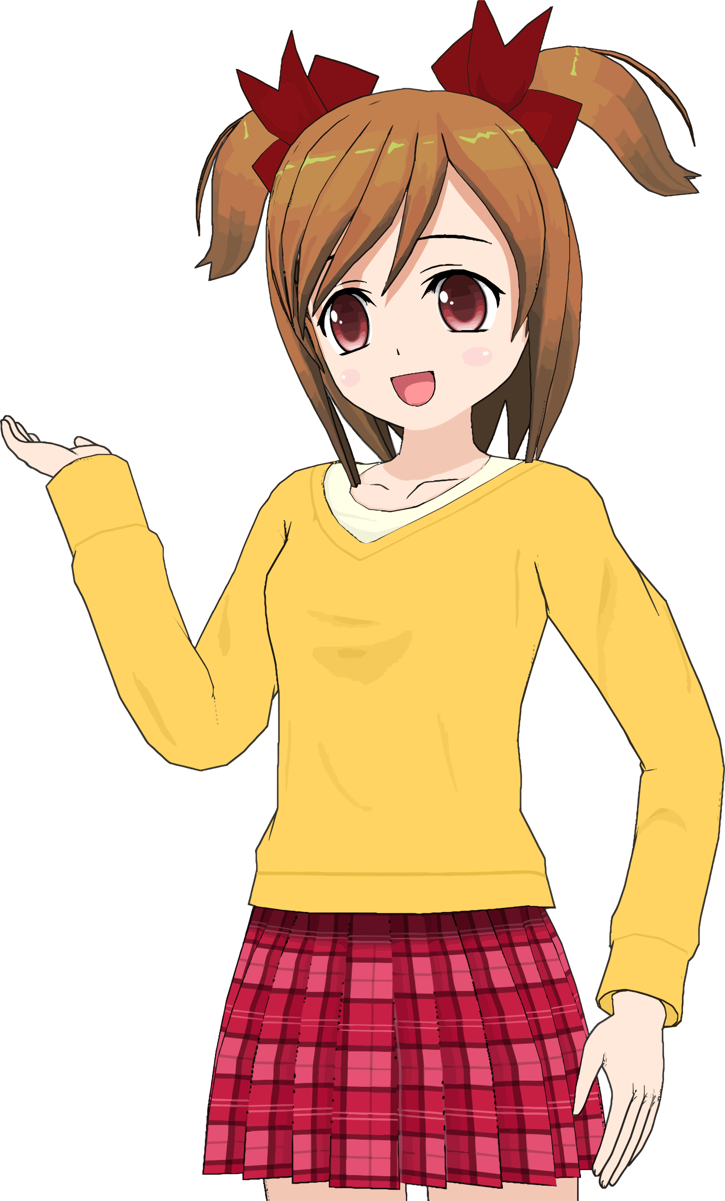Girl orange shirt big. Anime clipart small