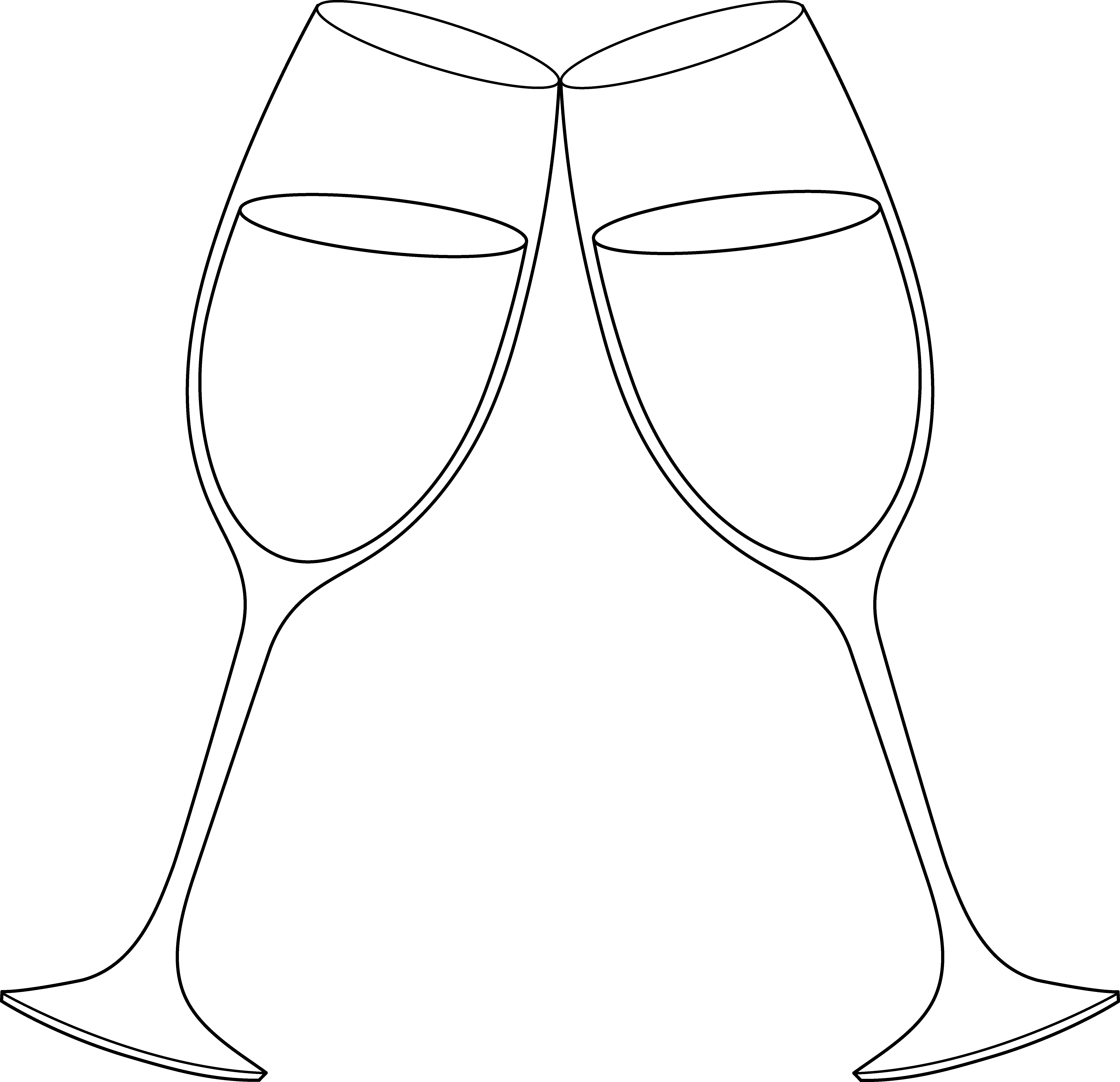 Square clipart toast. Champagne glasses line art
