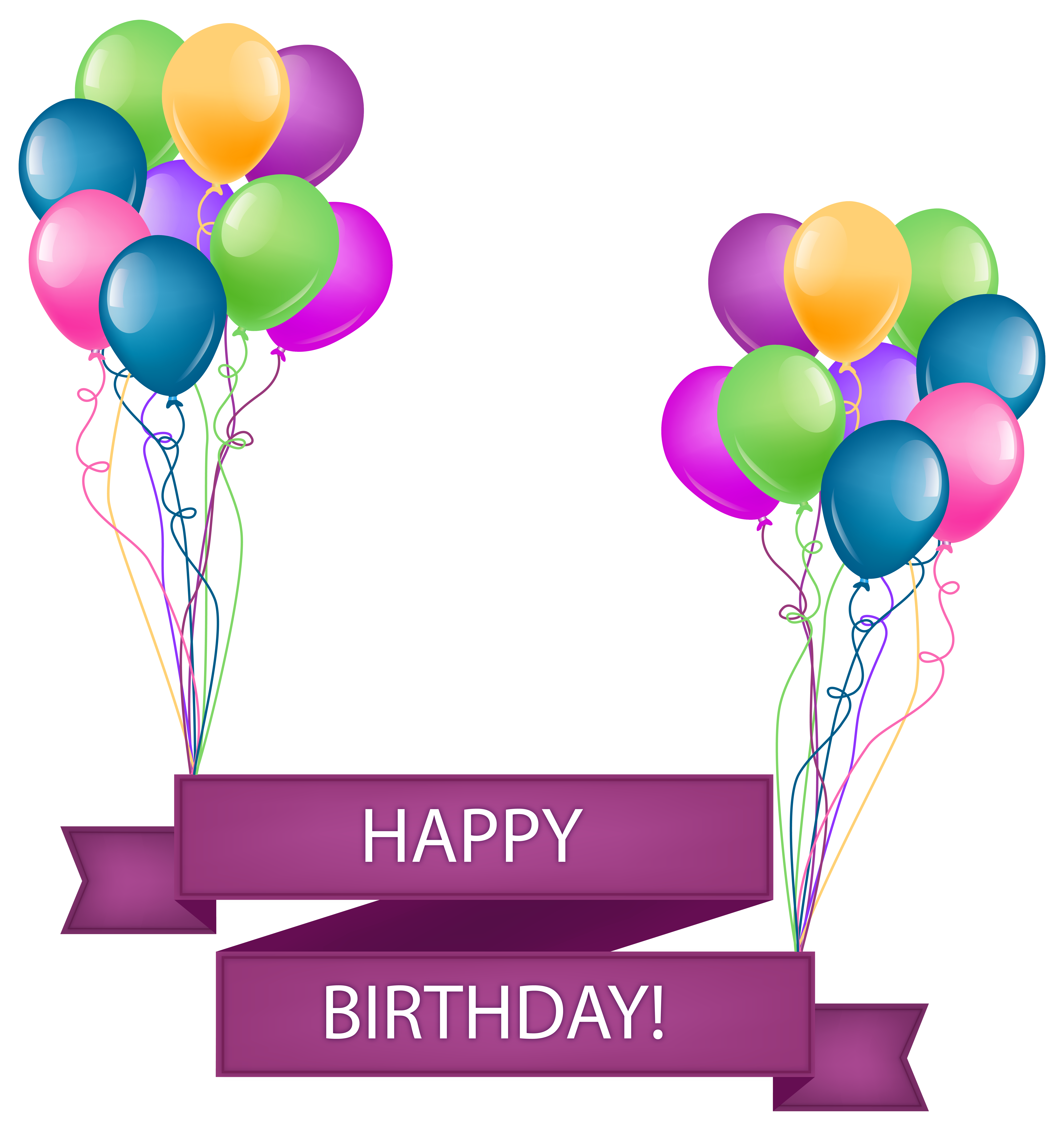 Happy birthday with balloons. Free clipart banner