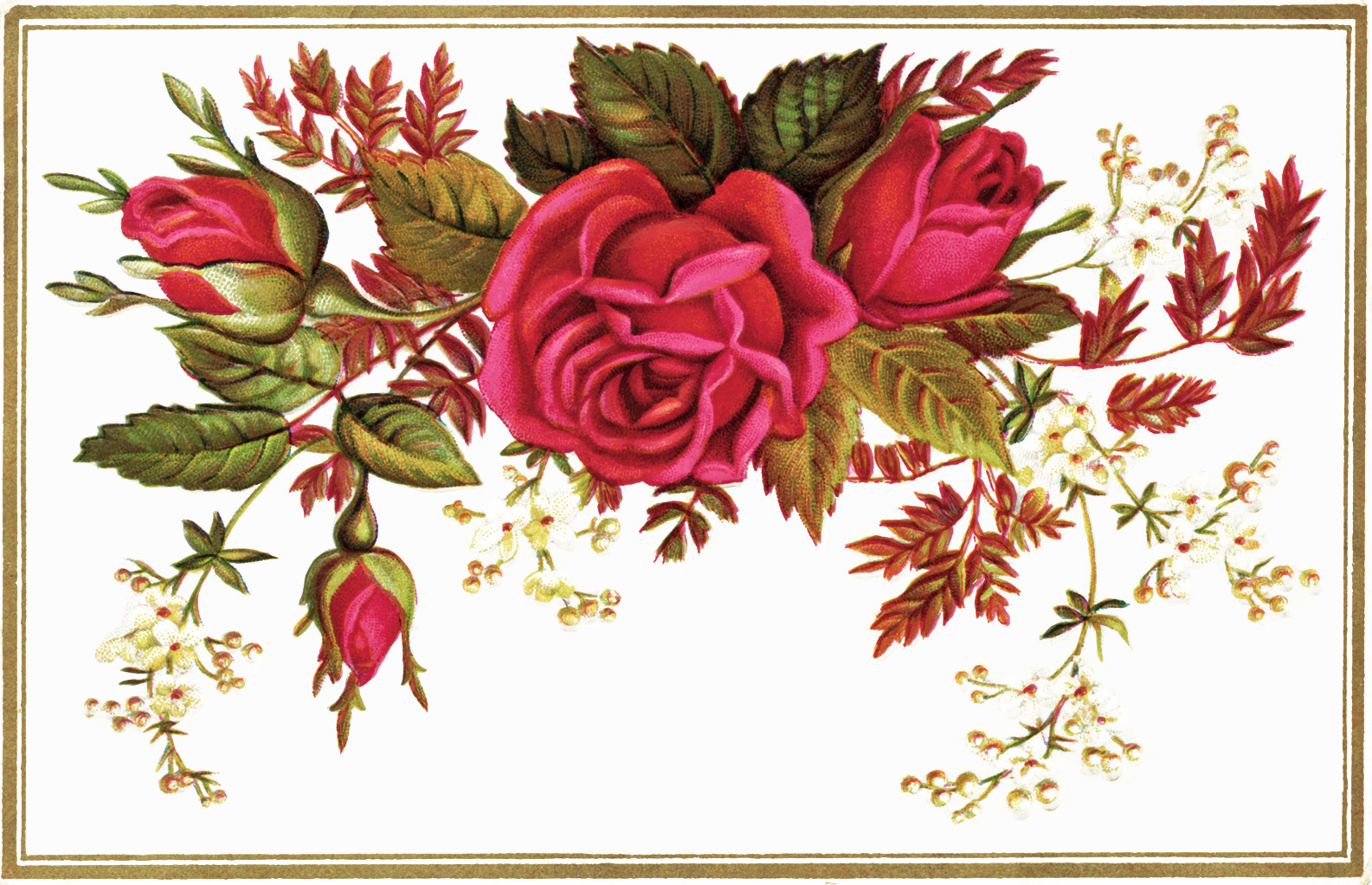 Card clipart flower. Vintage reward of merit