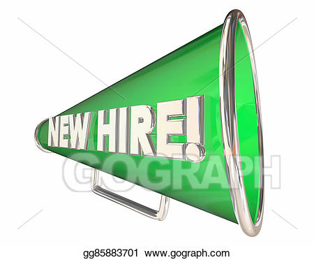 New hire bullhorn megaphone. Announcement clipart employee