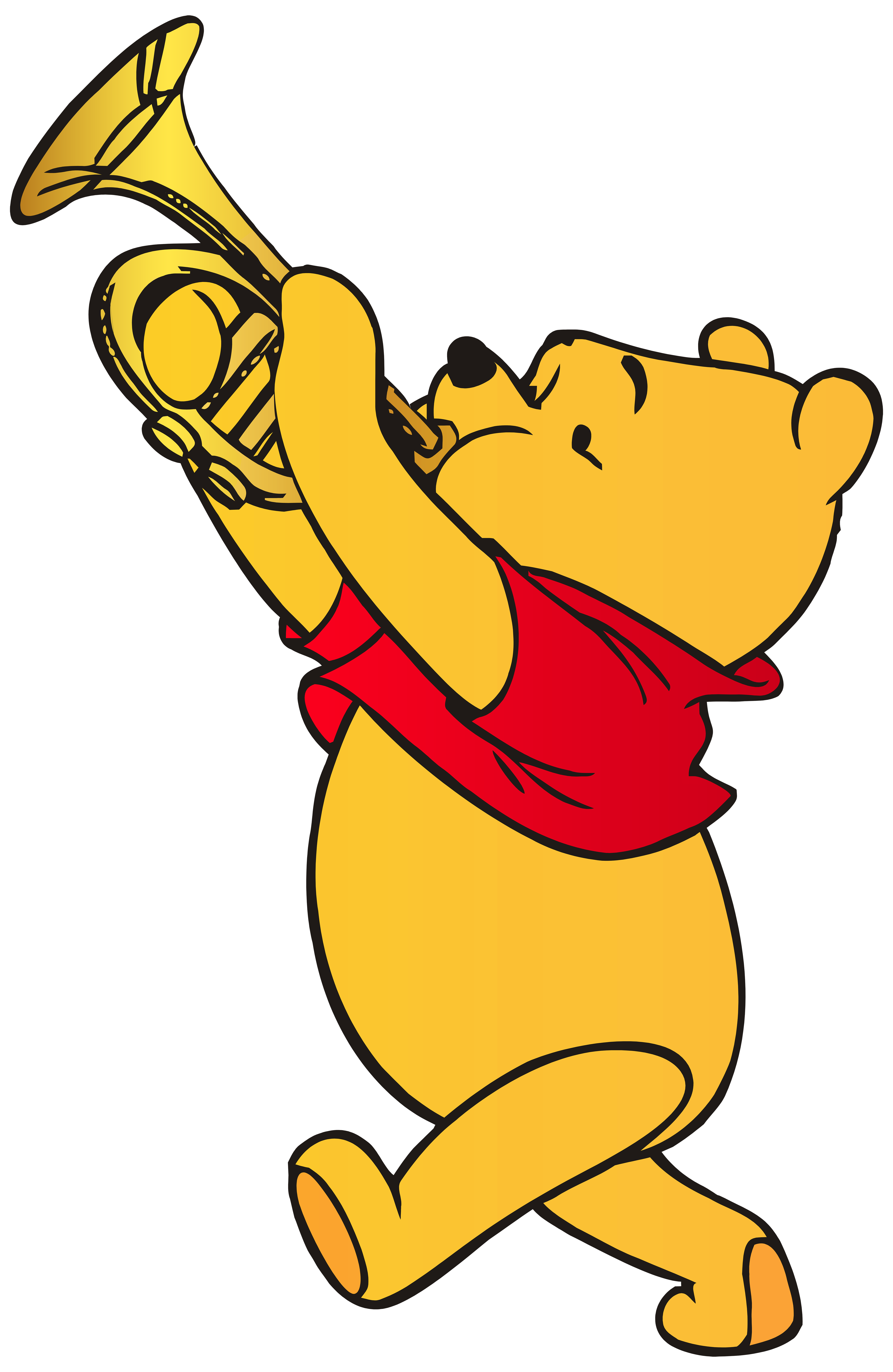 Winnie the pooh playing. Announcements clipart trumpet