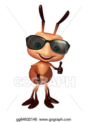 Stock illustration cute cartoon. Ant clipart character