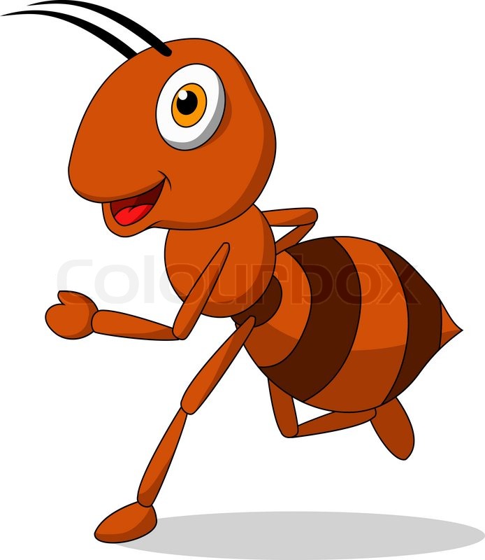 Pencil and in color. Ants clipart character