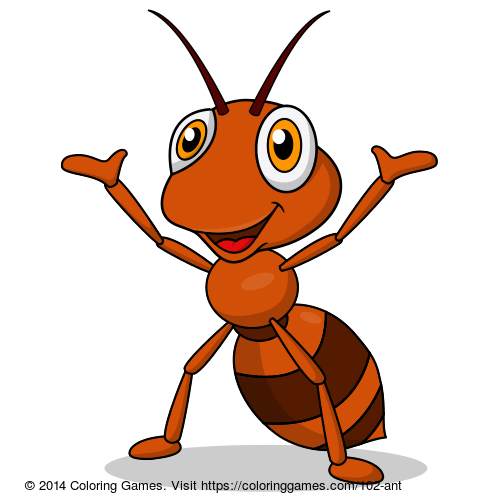 Ants clipart colour. Ant coloring for kids