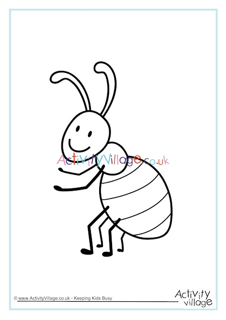 Ant clipart colouring page. 
