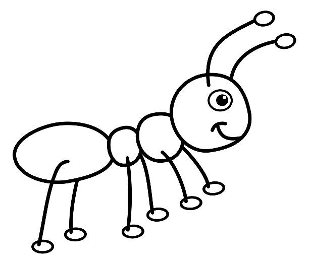 Black and white letters. Ant clipart line
