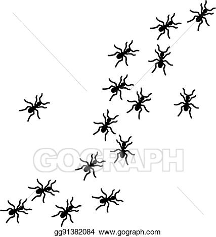 Vector art trail ants. Ant clipart line