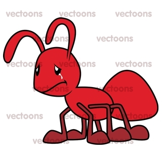 Pencil and in color. Ants clipart sad