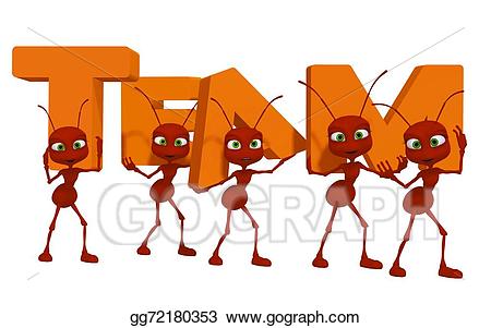 Stock illustration d cartoon. Ants clipart teamwork