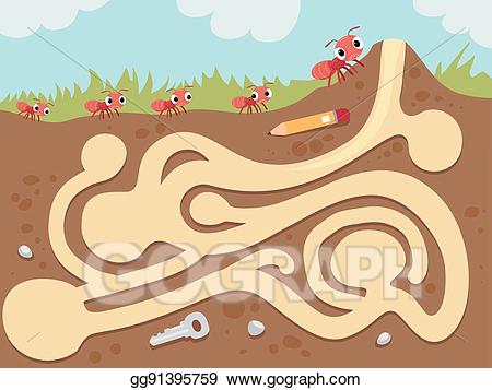Clip art vector maze. Ants clipart underground