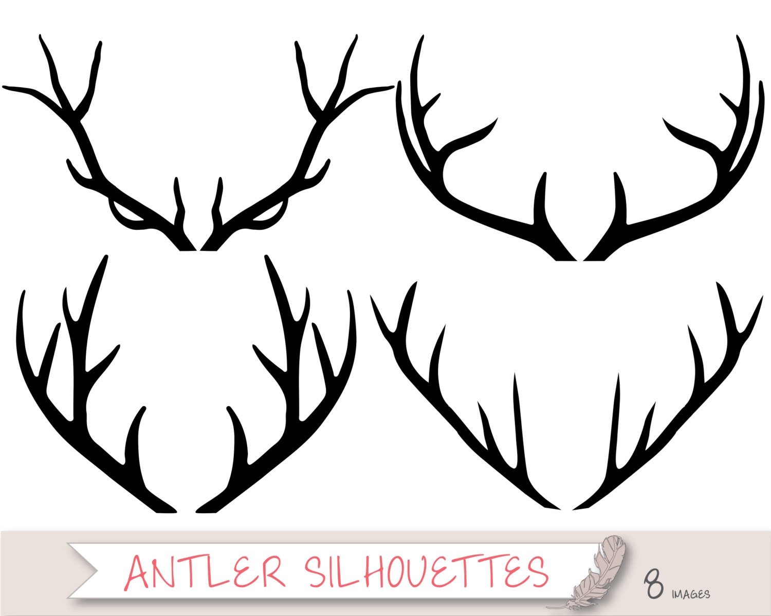 New antlers collection digital. Antler clipart deer rack