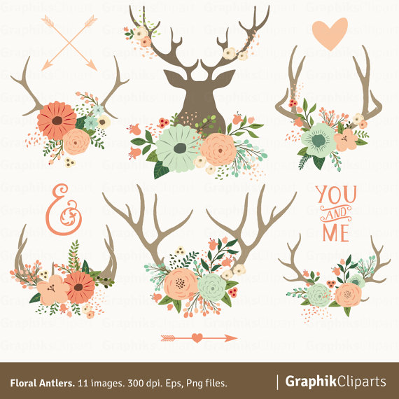 antlers clipart flower