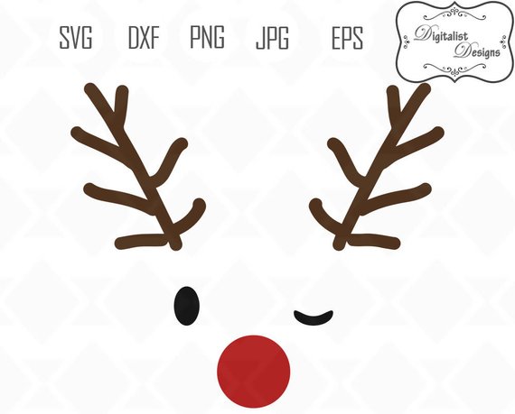 Reindeer face svg . Antlers clipart rudolph