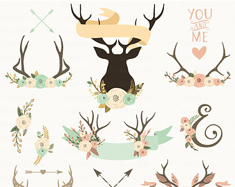 Antlers clipart sketch. Deer horn drawing at