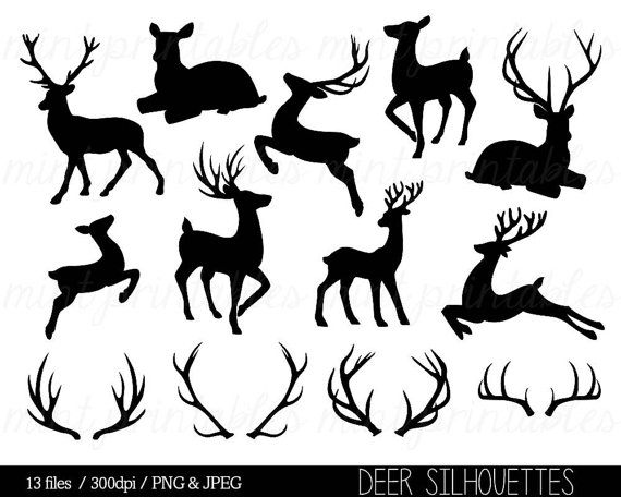 Antler clipart stag. Deer silhouette clip art