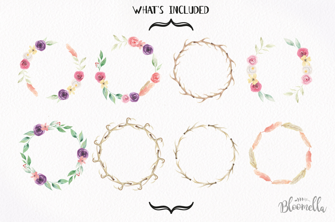 antler clipart wreath