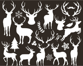Digital stamps valentines day. Antlers clipart hipster