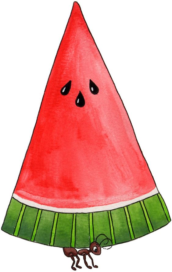 Ant carrying watermelon illustration. Ants clipart carry