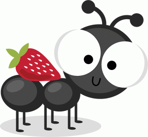 Ants clipart summer picnic. Ant with strawberry silhouette