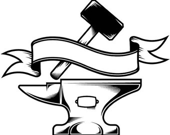 Drawing etsy woodworking logo. Anvil clipart blacksmith tool