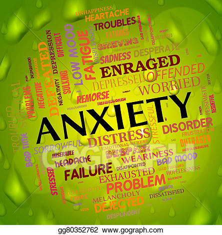 Anxiety clipart apprehension. Stock illustration word means