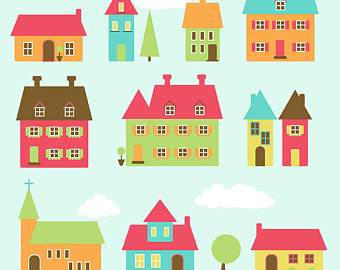 Apartment clipart cute. Whimsical houses scrapbook journal