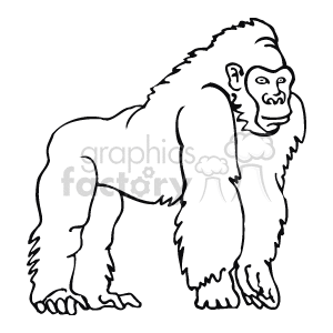 Ape clipart black and white. On fours royalty free