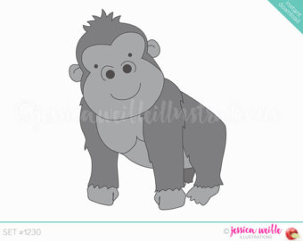 Gorilla etsy instant download. Ape clipart cute