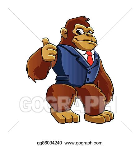 Ape clipart gorilla arm. Vector illustration in suit