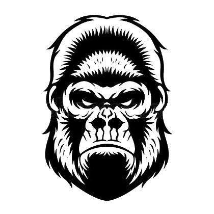 Angry tattoo design graphic. Ape clipart gorilla face