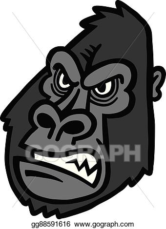 Vector art monkey drawing. Ape clipart gorilla face
