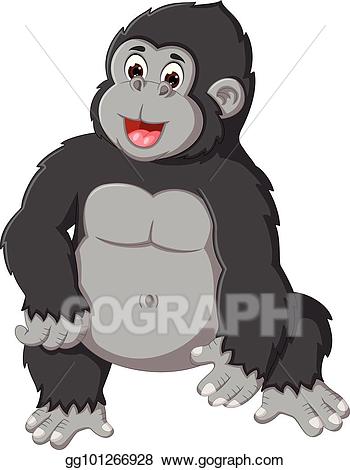 Ape clipart gorilla family. Vector stock cute cartoon