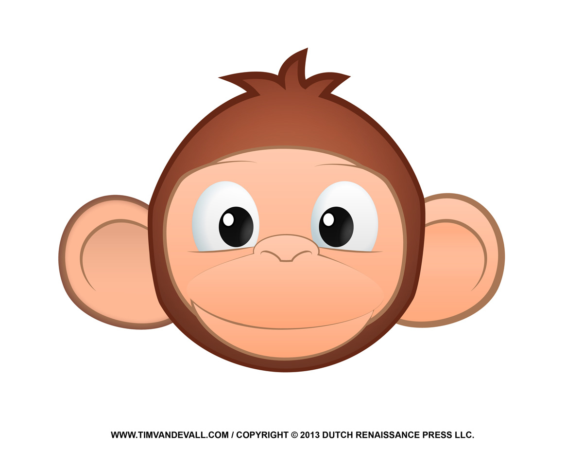Printable monkey coloring pages. Ape clipart kid