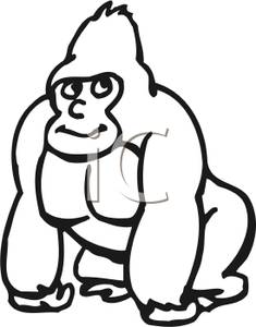 Gorilla clip art black. Ape clipart outline