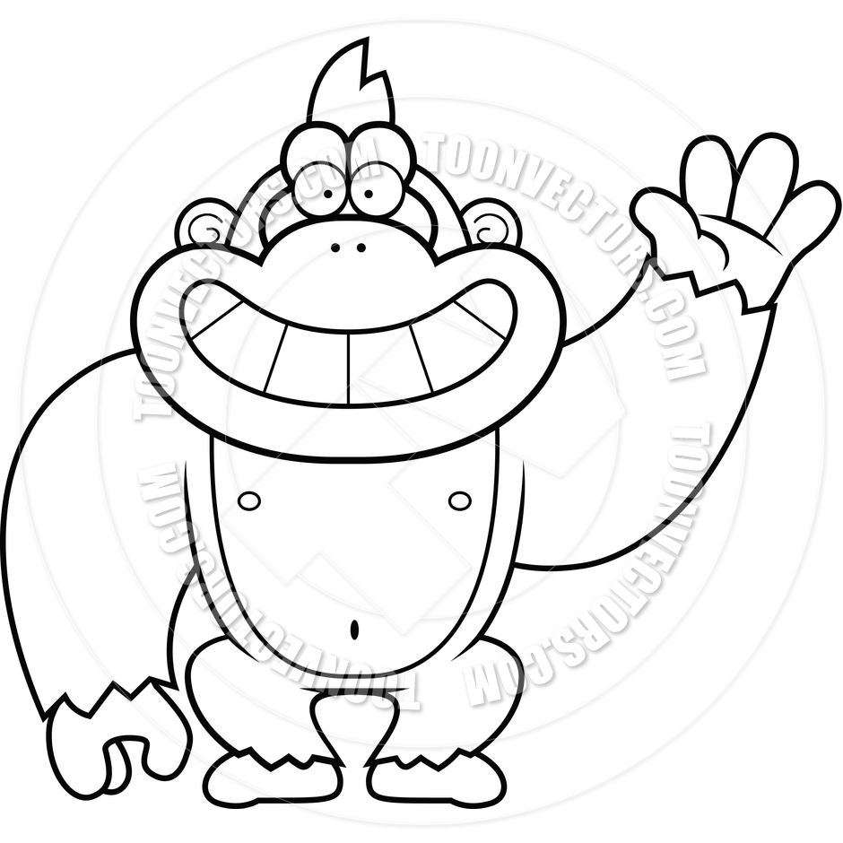 Ape clipart outline. Gorilla drawing cartoon at