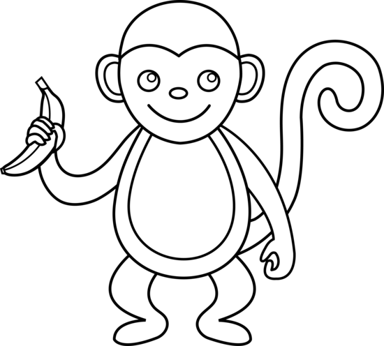 Free outline of a. Clipart monkey line
