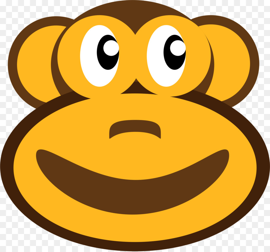 Monkey cartoon smiley transparent. Ape clipart yellow