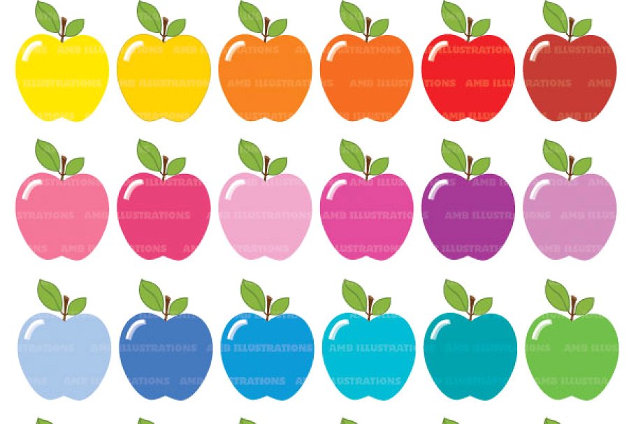 clipart apples colored