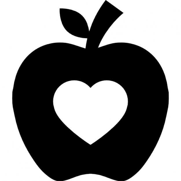 Apple with heart shape. Apples clipart silhouette