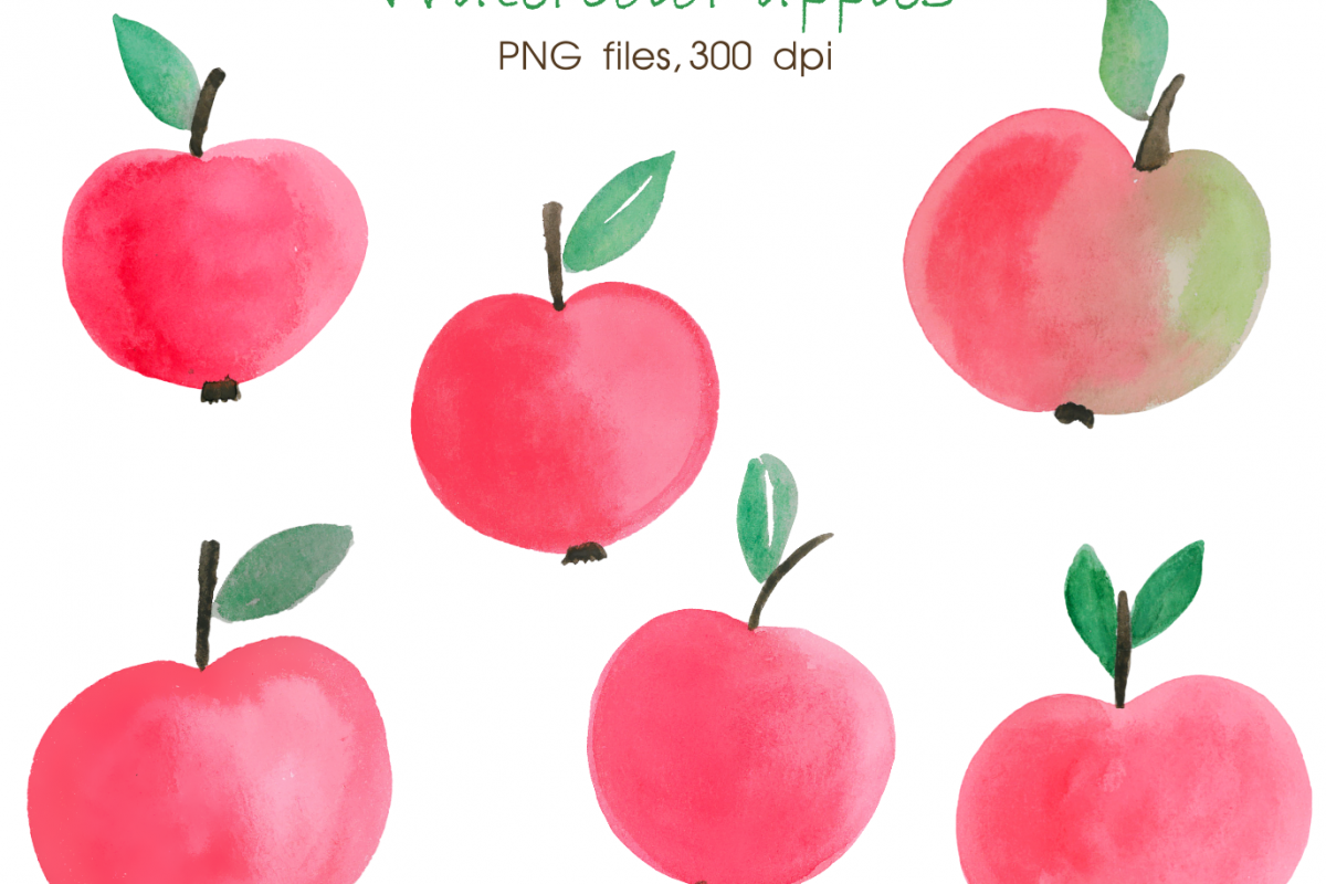 clipart apples watercolor
