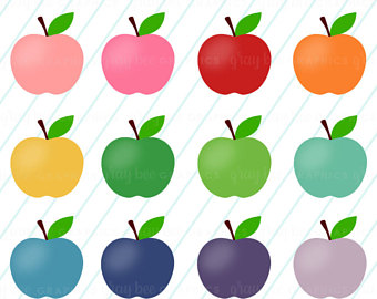 Apples clipart clip art. Apple patterned graphics set