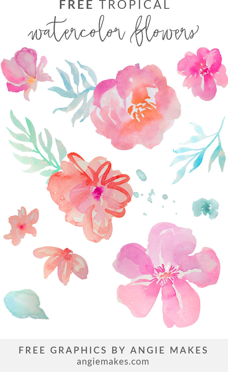 Free tropical flower clip. April clipart watercolor