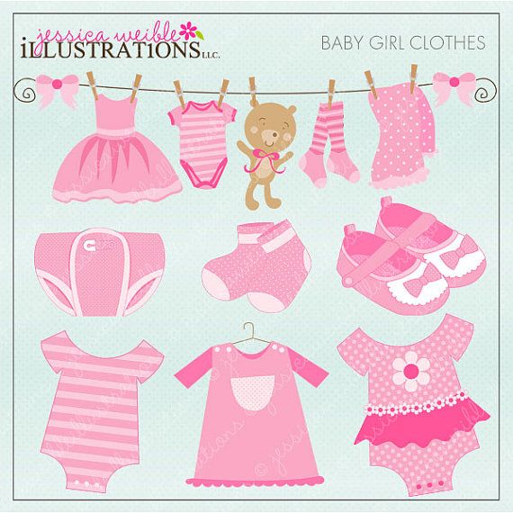 Baby girl clothes cute. Babies clipart scrapbook