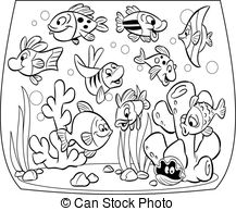 aquarium clipart black and white
