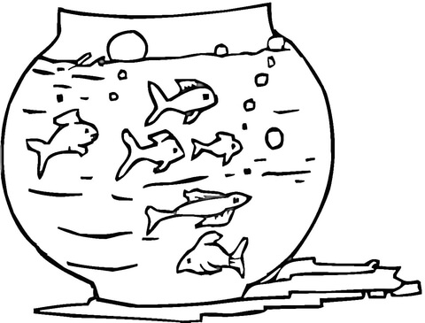 Fish tank free printable. Aquarium clipart coloring page
